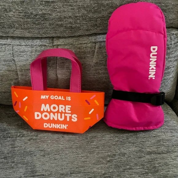Dunkin’ 🍩 Mini Tote Bag AND Pink Left Winter Mitten! NEW! - Picture 2 of 8